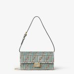 FENDI Wallet On Chain Baguette Matcha green FF jacquard velvet wallet